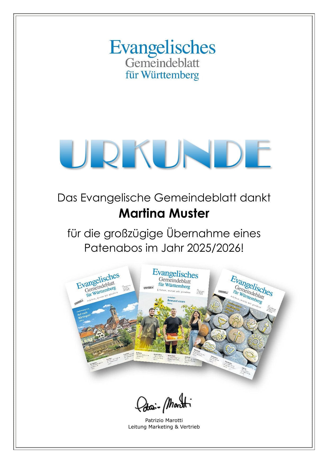 Ev. Gemeindeblatt Abo-Patenschaft